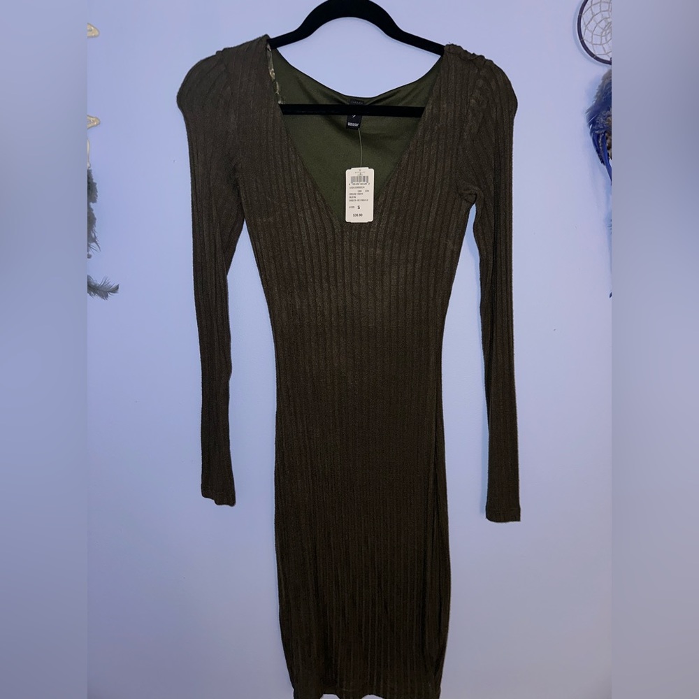 Olive Green Sweater Dress